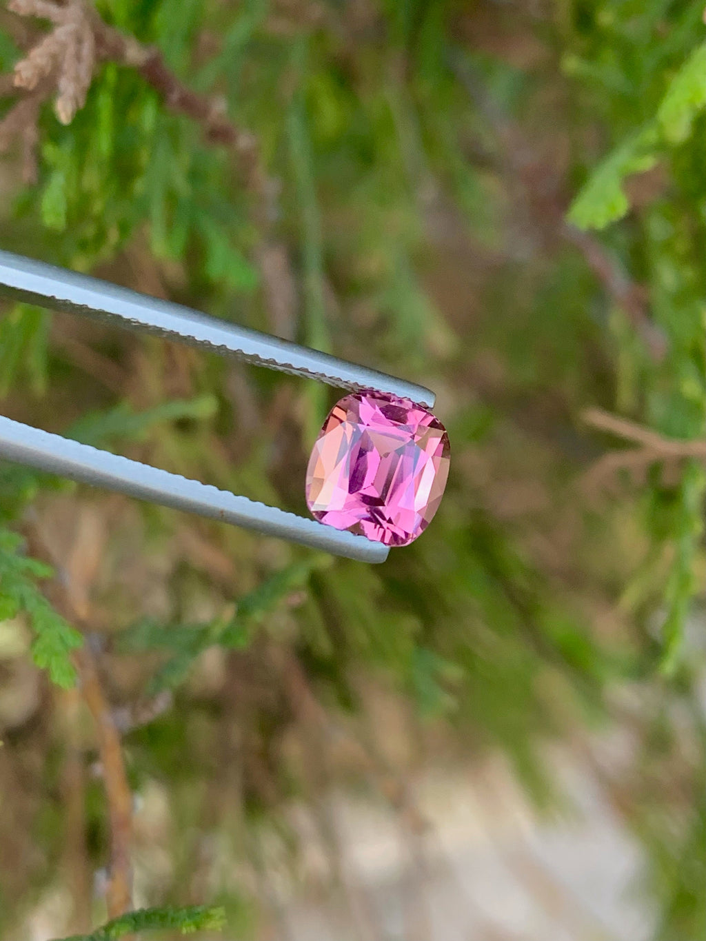 Faceted Pink Tourmaline Stone: 1.90 CT Cushion Cut Gemstone