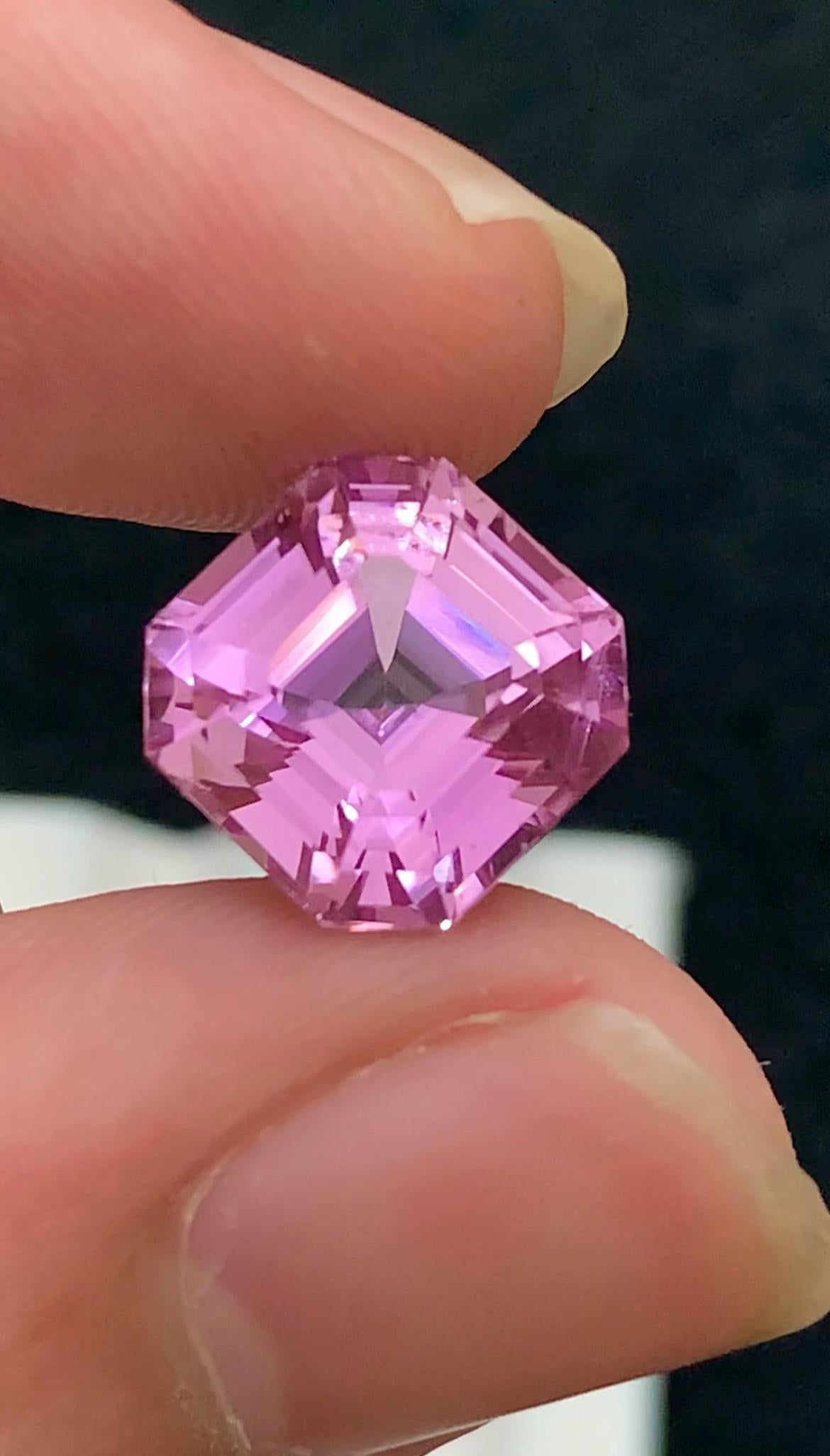 Pink Kunzite 6.85ct Asscher Cut Gemstone from Afghanistan