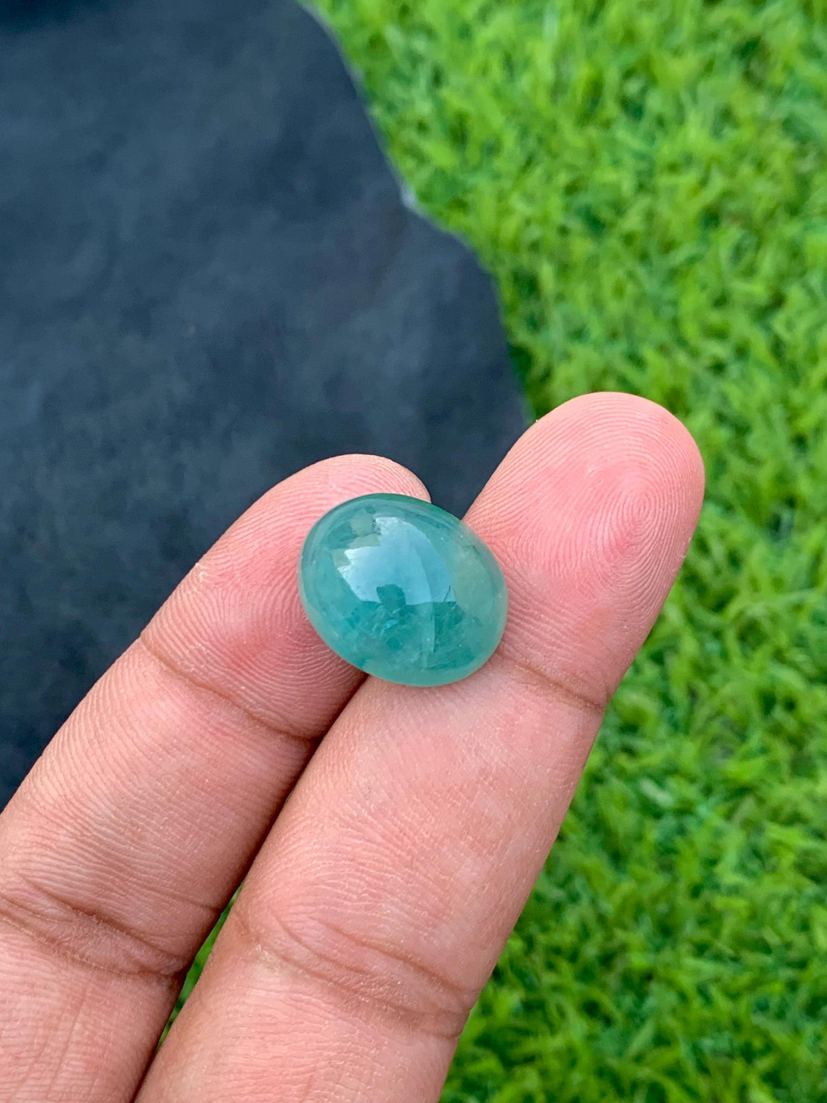 Grandidierite Gemstone Cabochon: Bluish Green, Rare Madagascar Stone, 13.80 Carats