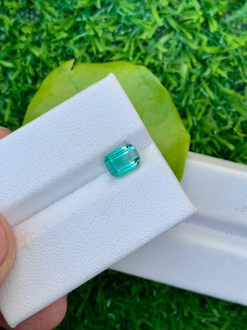 Natural Bi-Color Tourmaline Gemstone: Emerald Cut, Blue/Green, 1.25 Carat
