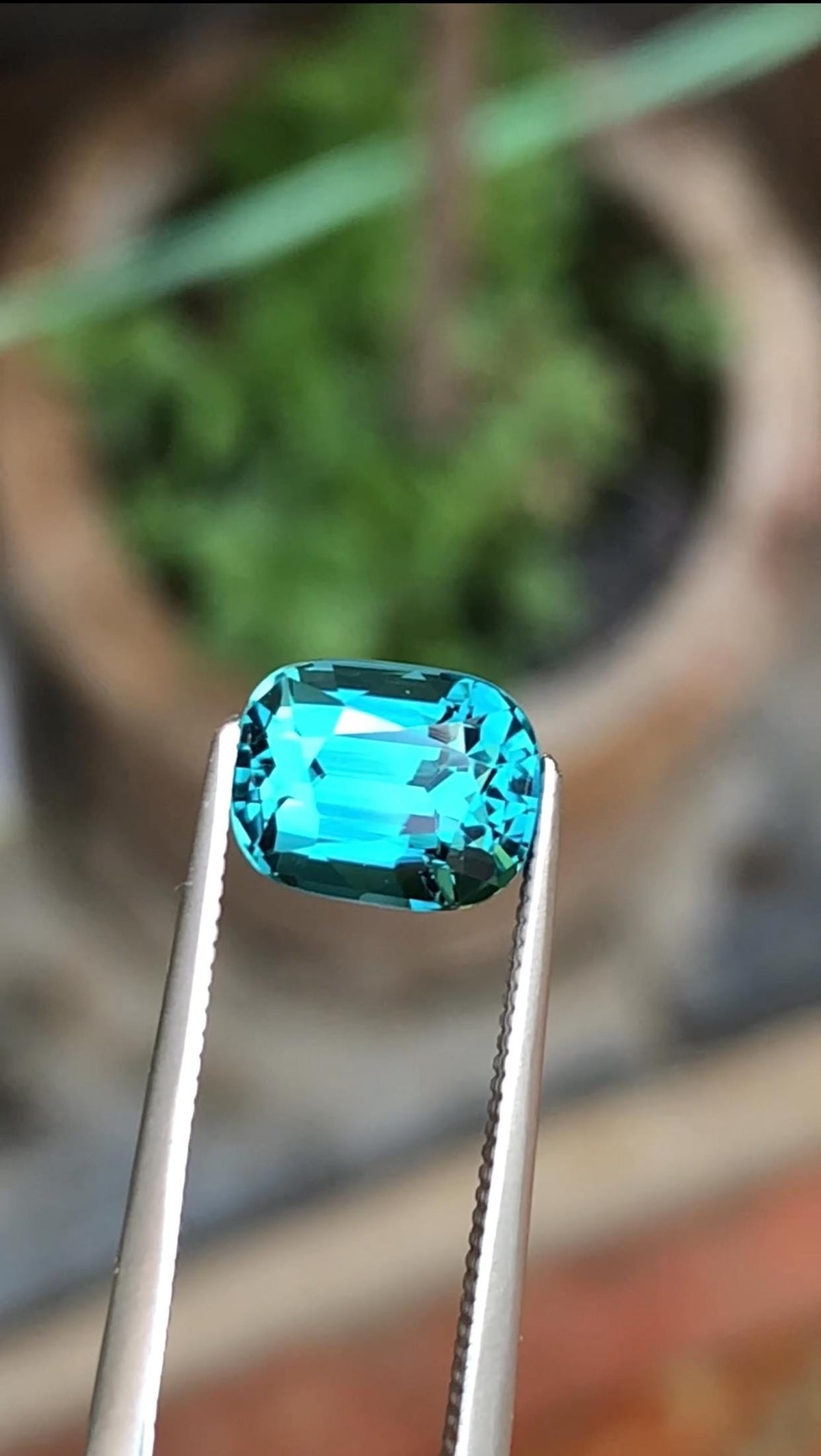 Natural Neon Blue Tourmaline Cushion Cut – 2.70 Carat from Afghanistan Facated gemstone