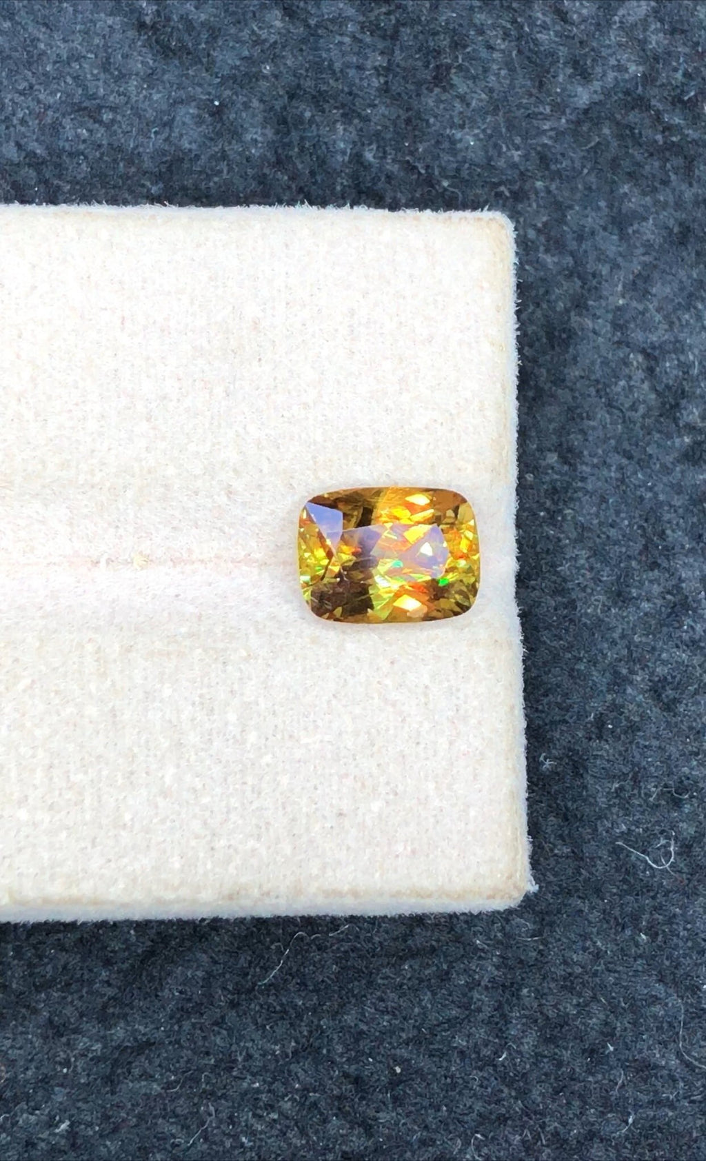 1.30 Carat Natural Green Sphene Gemstone: Cushion Cut, Faceted