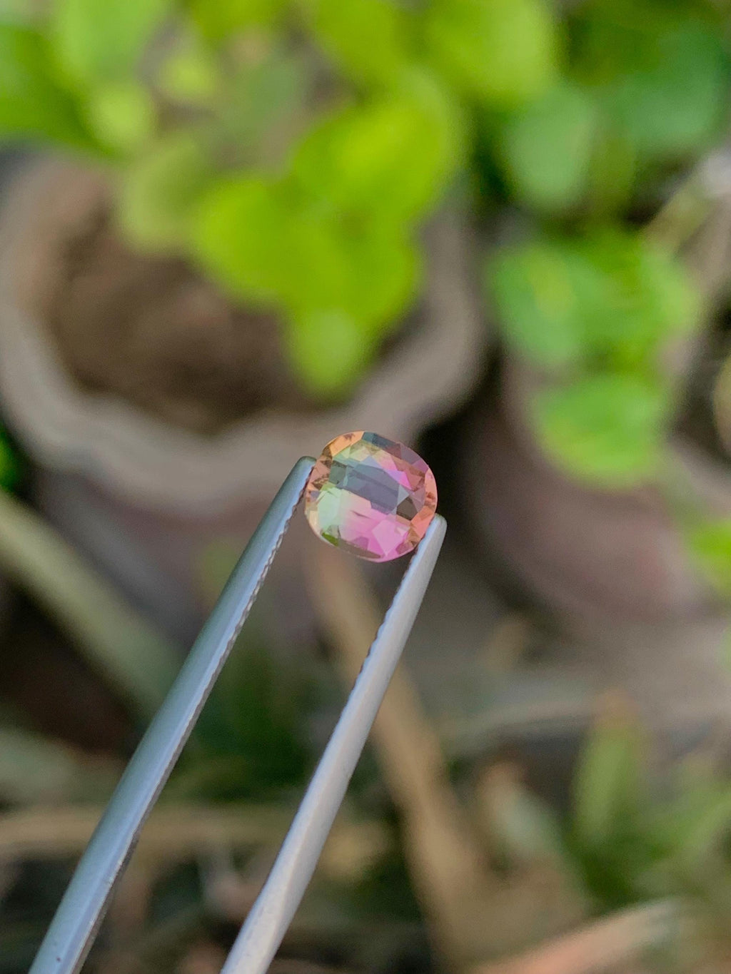 1.10 CT Bi-Color Tourmaline Gemstone: Oval Faceted Pink/Green
