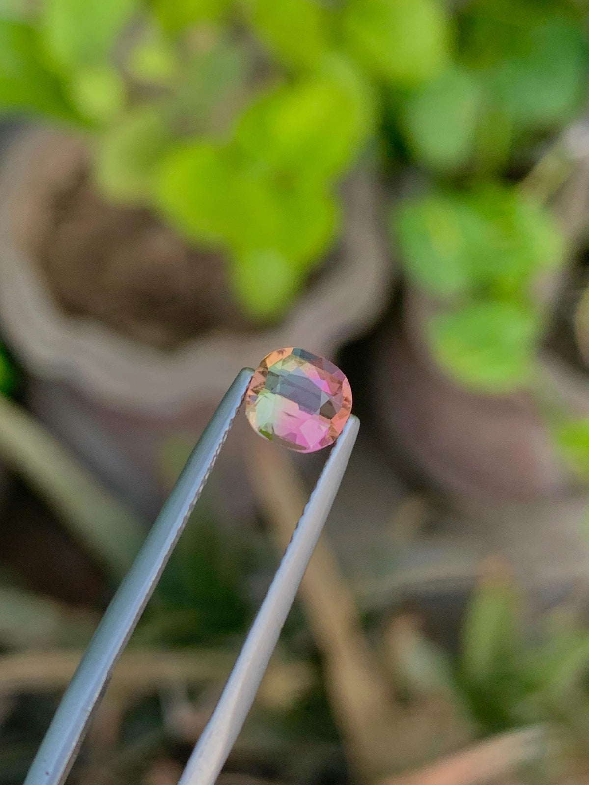 1.10 CT Bi-Color Tourmaline Gemstone: Oval Faceted Pink/Green