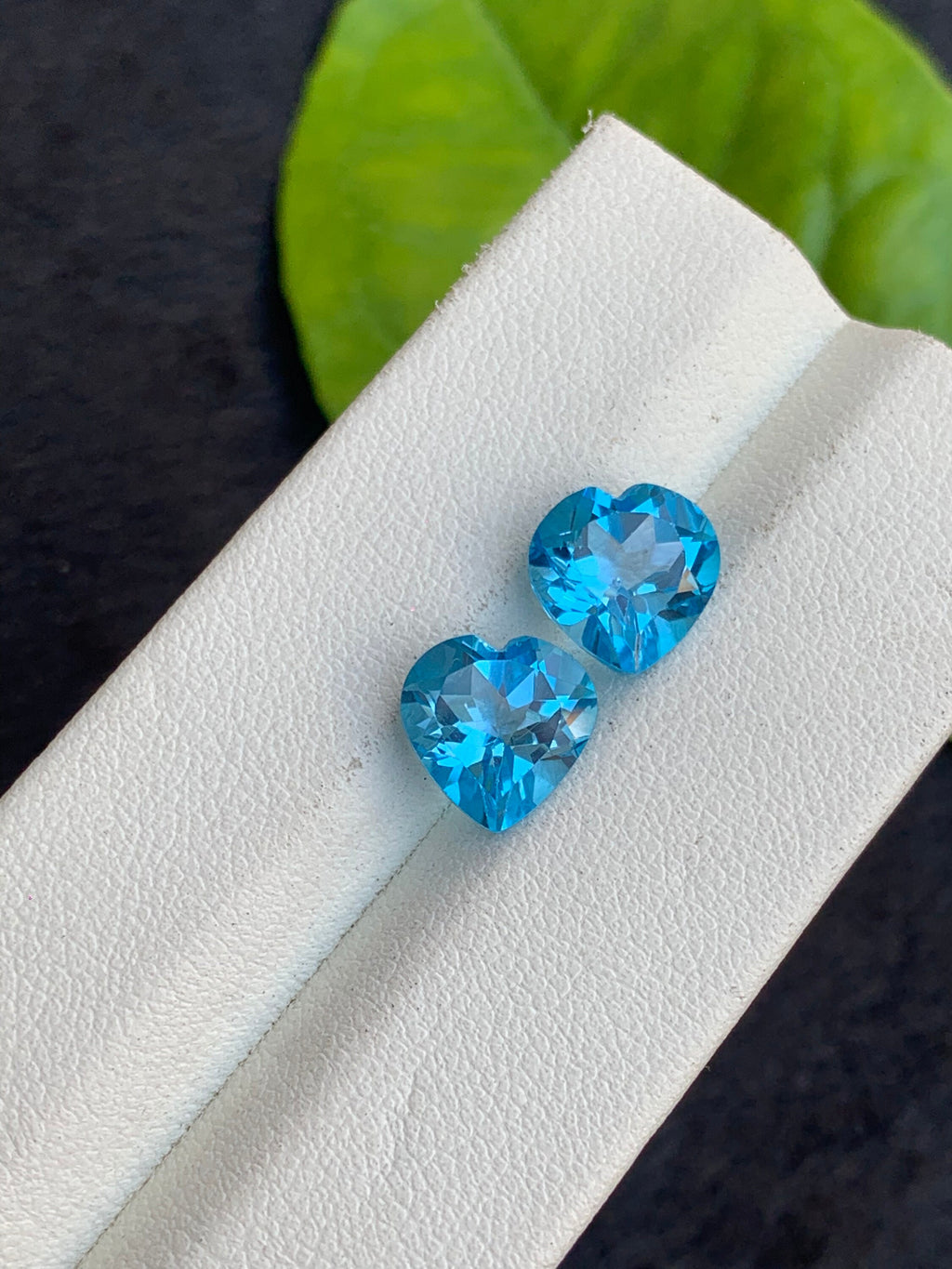 Swiss Blue Heart Shape Topaz Pair, Natural Topaz Cut Stones, 6.10 carat