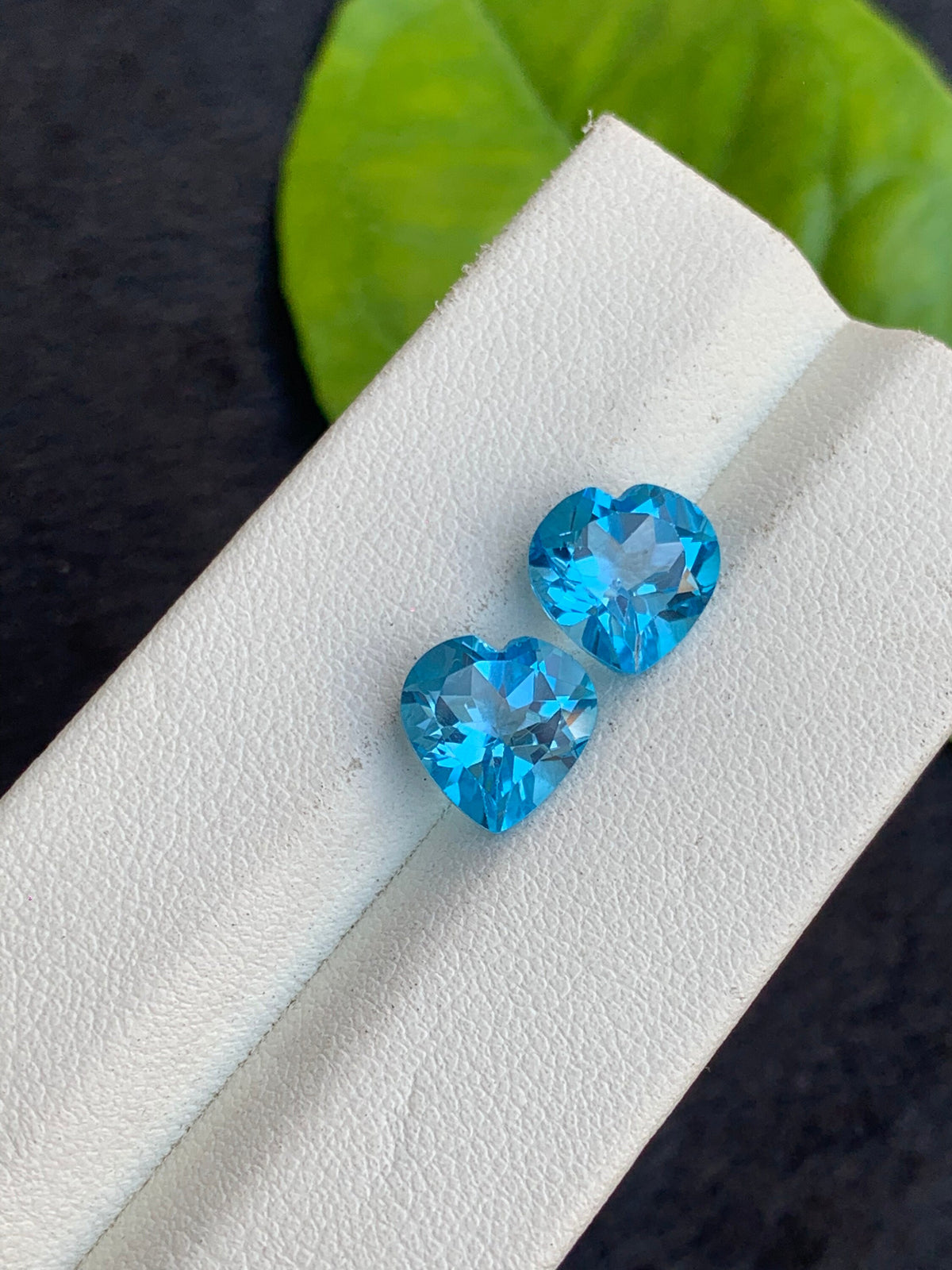 Swiss Blue Heart Shape Topaz Pair, Natural Topaz Cut Stones, 6.10 carat