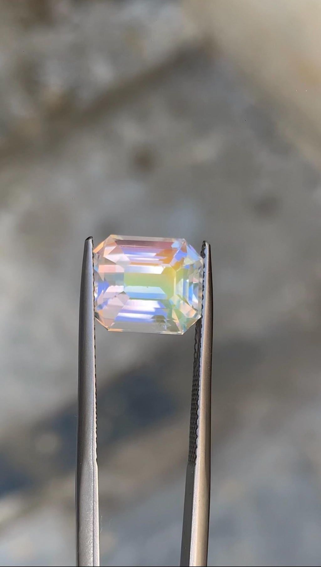 Emerald Cut Rainbow Moonstone Gemstone: Madagascar Loose Stone, 4.45 CT