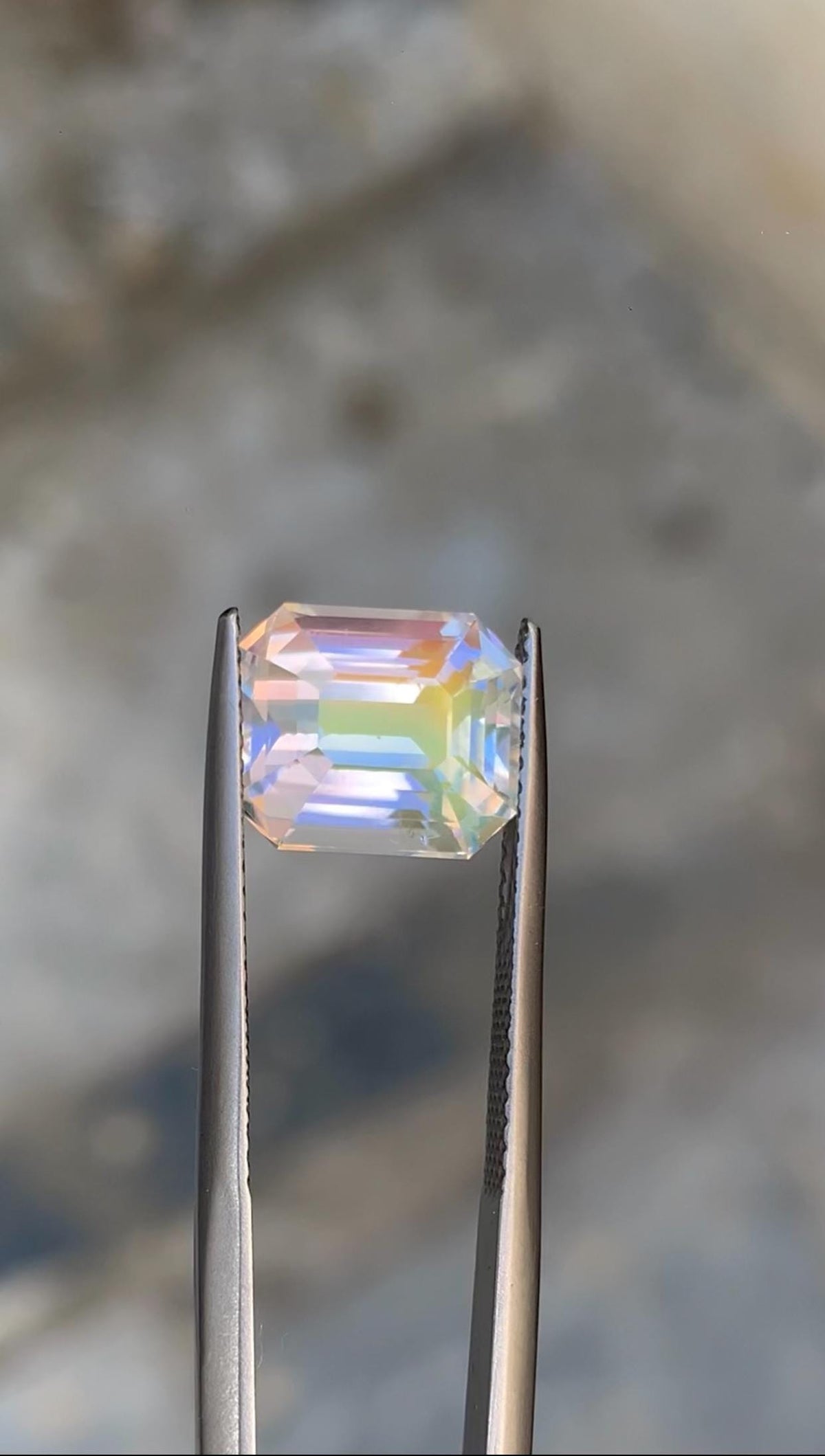 Emerald Cut Rainbow Moonstone Gemstone: Madagascar Loose Stone, 4.45 CT