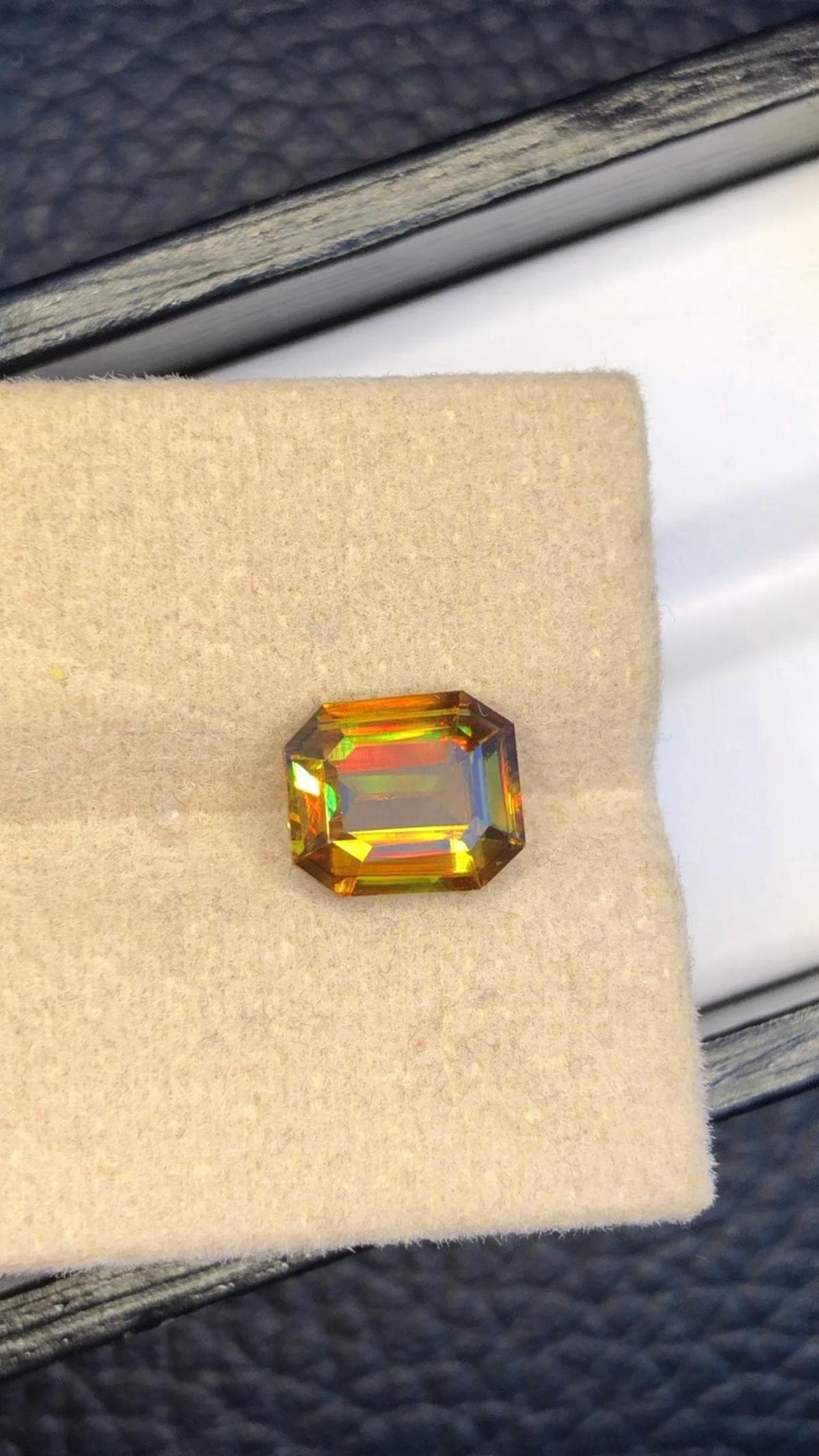 2.40 CT Emerald Cut Sphene Gemstone: Greenish Yellow Titanite, August Birthstone