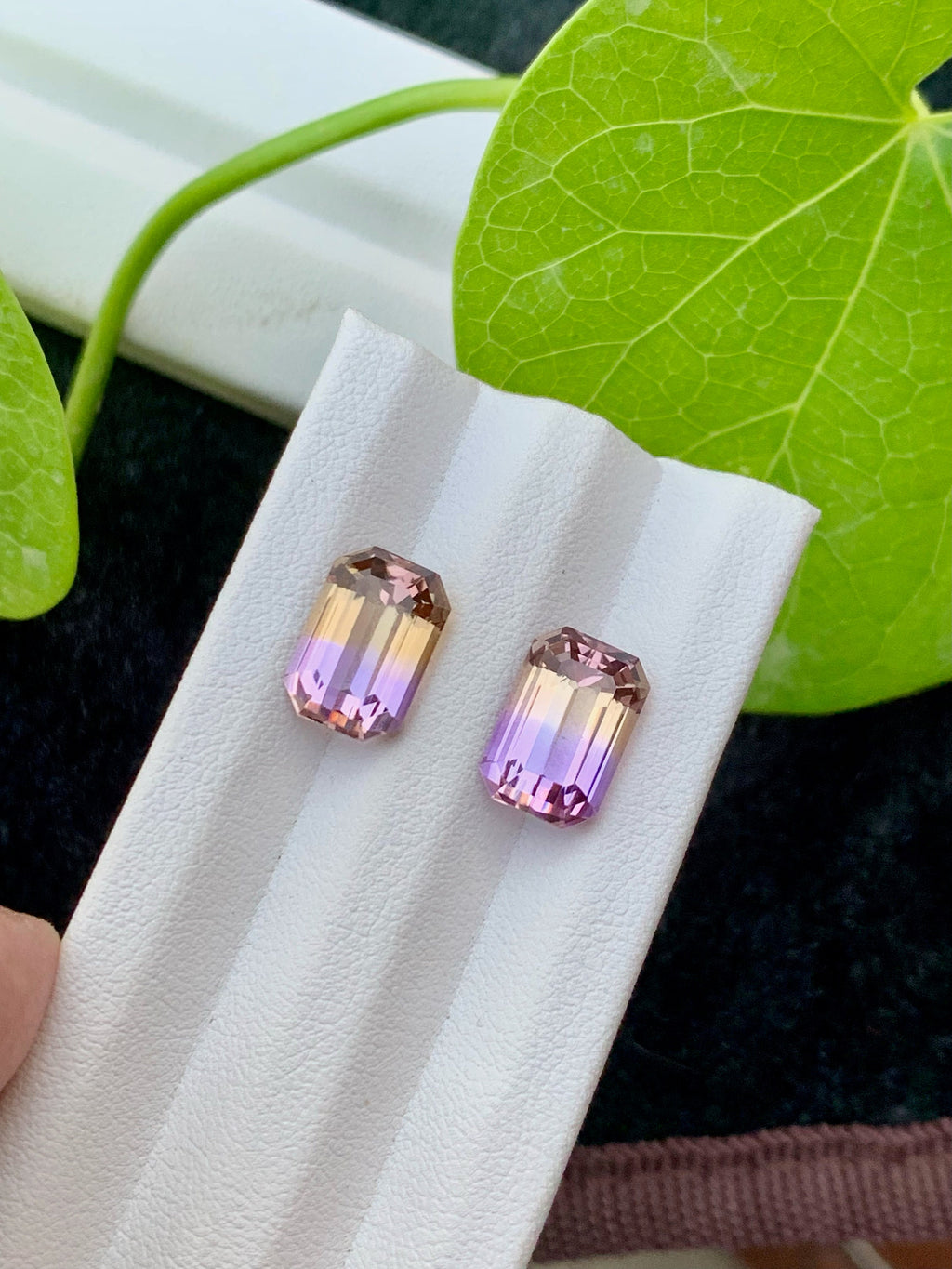 Emerald Cut Ametrine Gemstone Pair: Bi-Color Jewelry Stone, 9.60CT