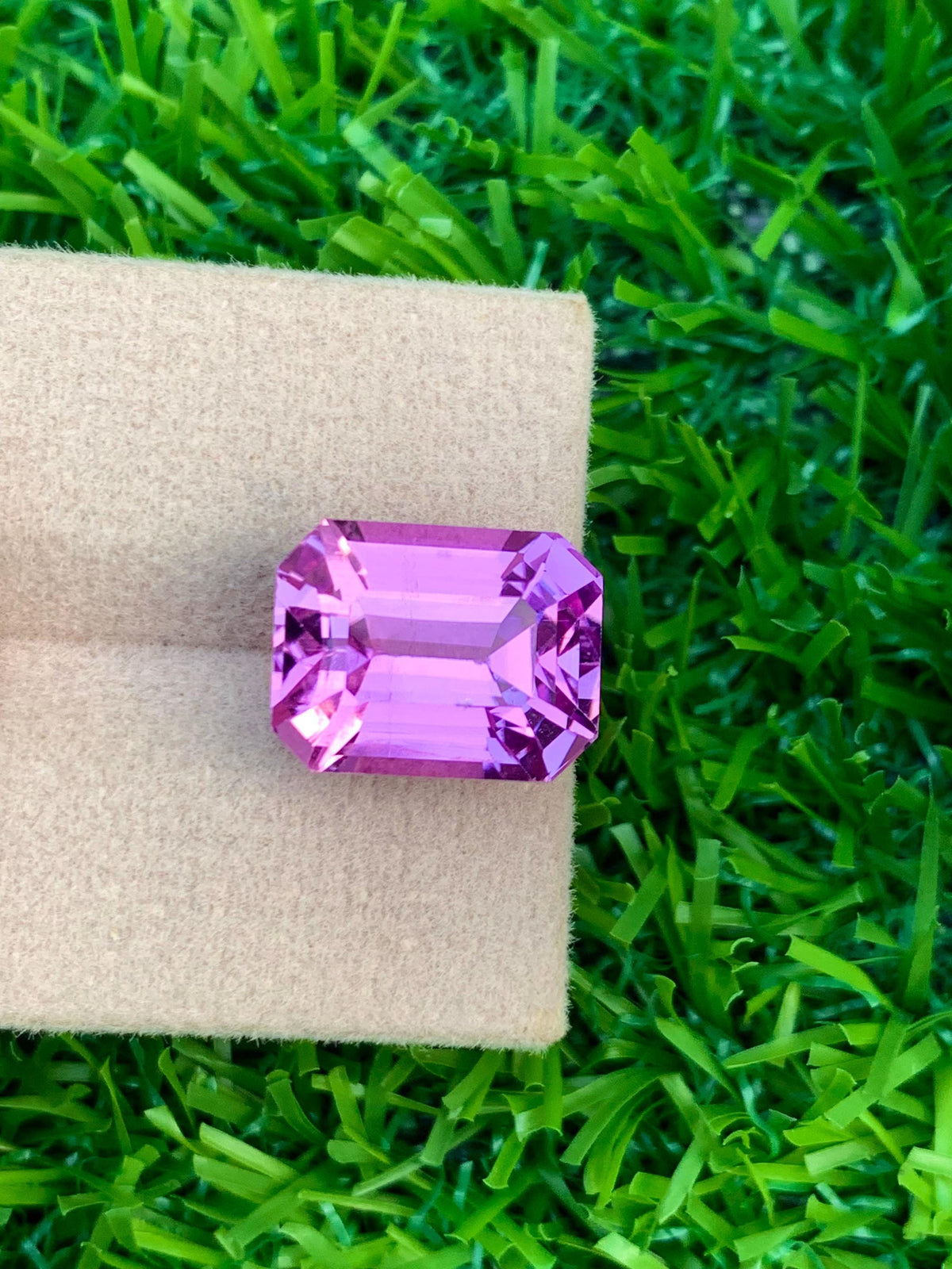 Deep Pink Kunzite Gemstone: 11.15 CT Emerald Cut, Afghanistan