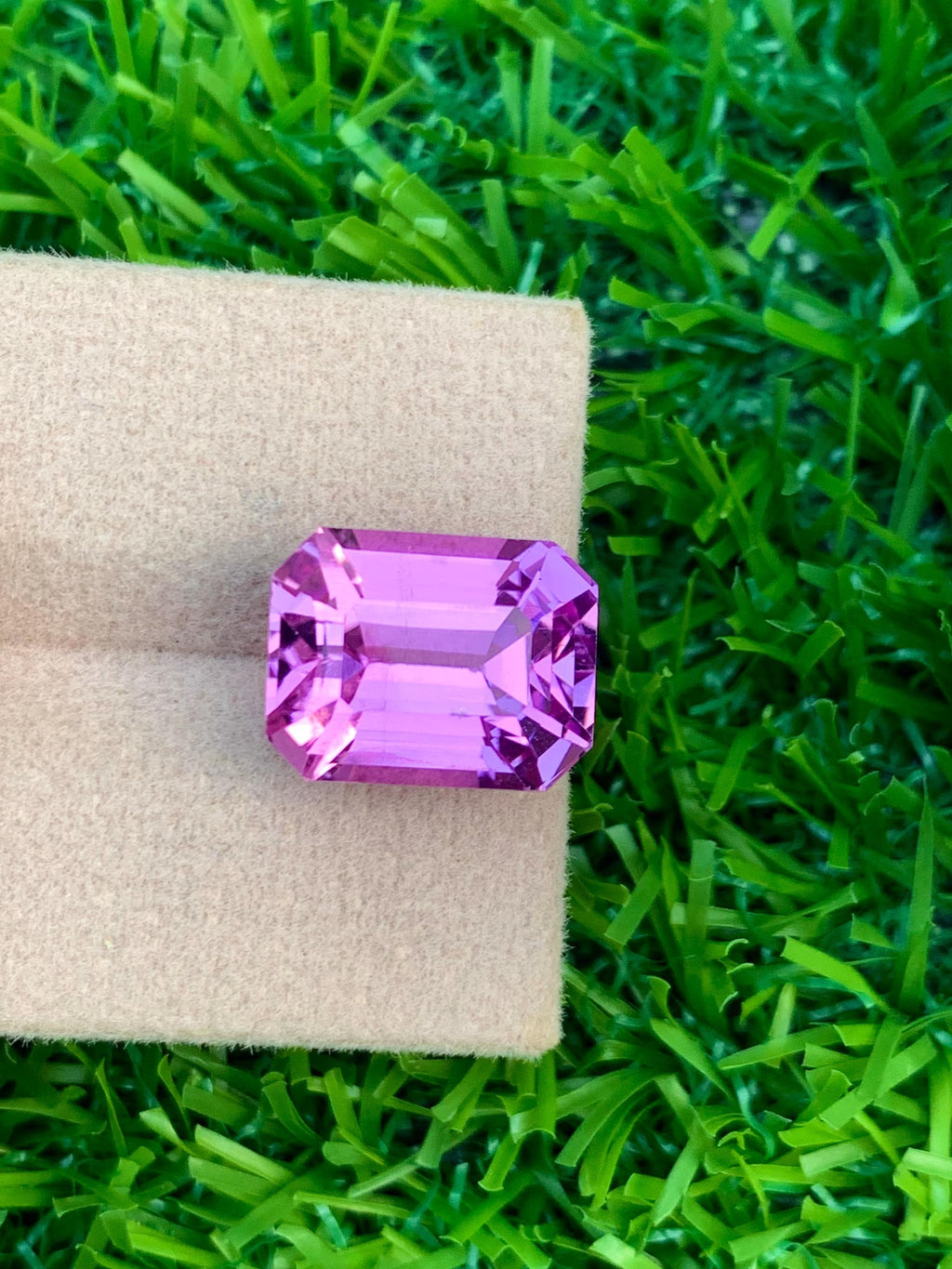 Deep Pink Kunzite Gemstone: 11.15 CT Emerald Cut, Afghanistan