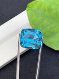 21.5 CT Swiss Blue Topaz Gemstone: Step Cushion Cut, Loupe Clean