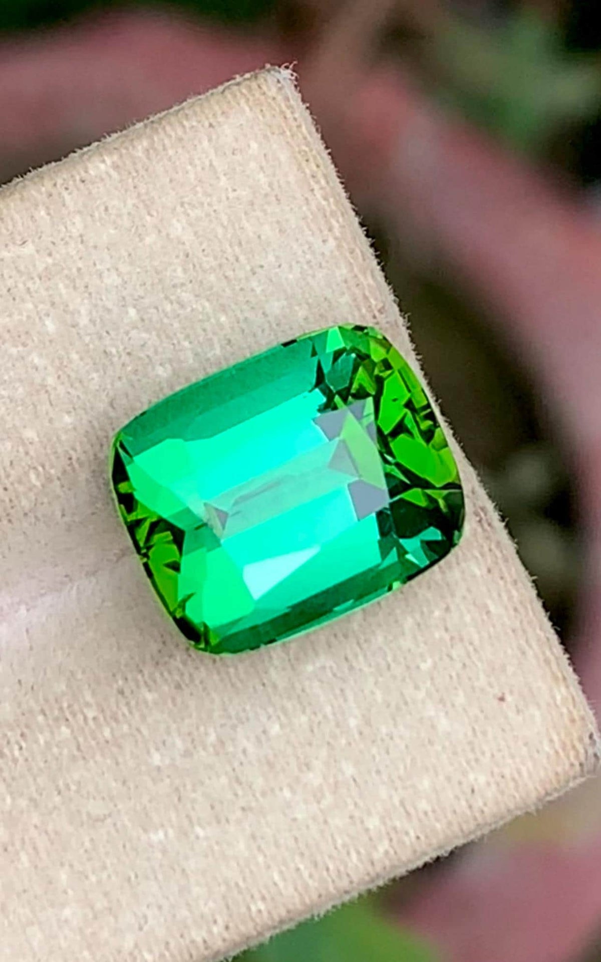 Bluish Green Tourmaline 9.87 Carat cushion Cut Loose Gemstone
