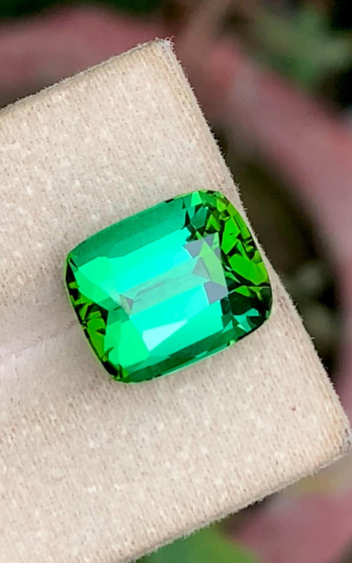Bluish Green Tourmaline 9.87 Carat cushion Cut Loose Gemstone