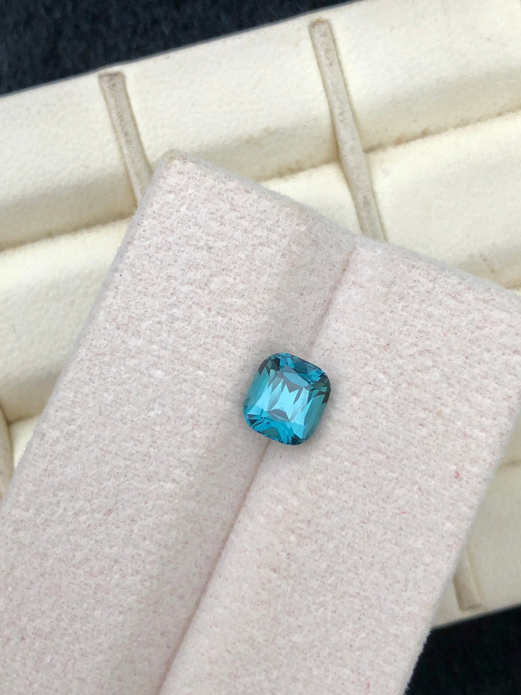 Ink Blue Lagoon Tourmaline Stone: 1.15 CT Faceted Cushion Gemstone