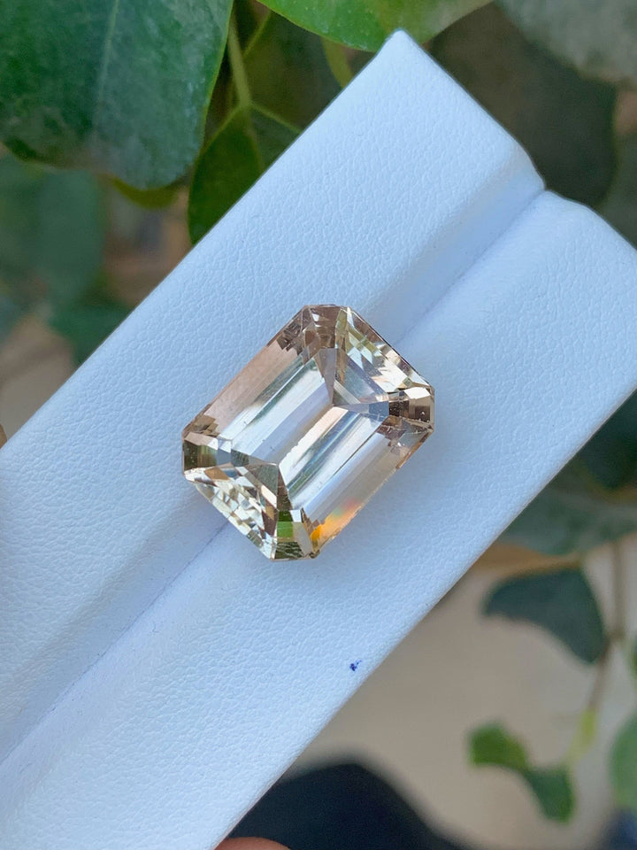 Unheated Imperial Topaz Gemstone: 24.70 CT Emerald Cut