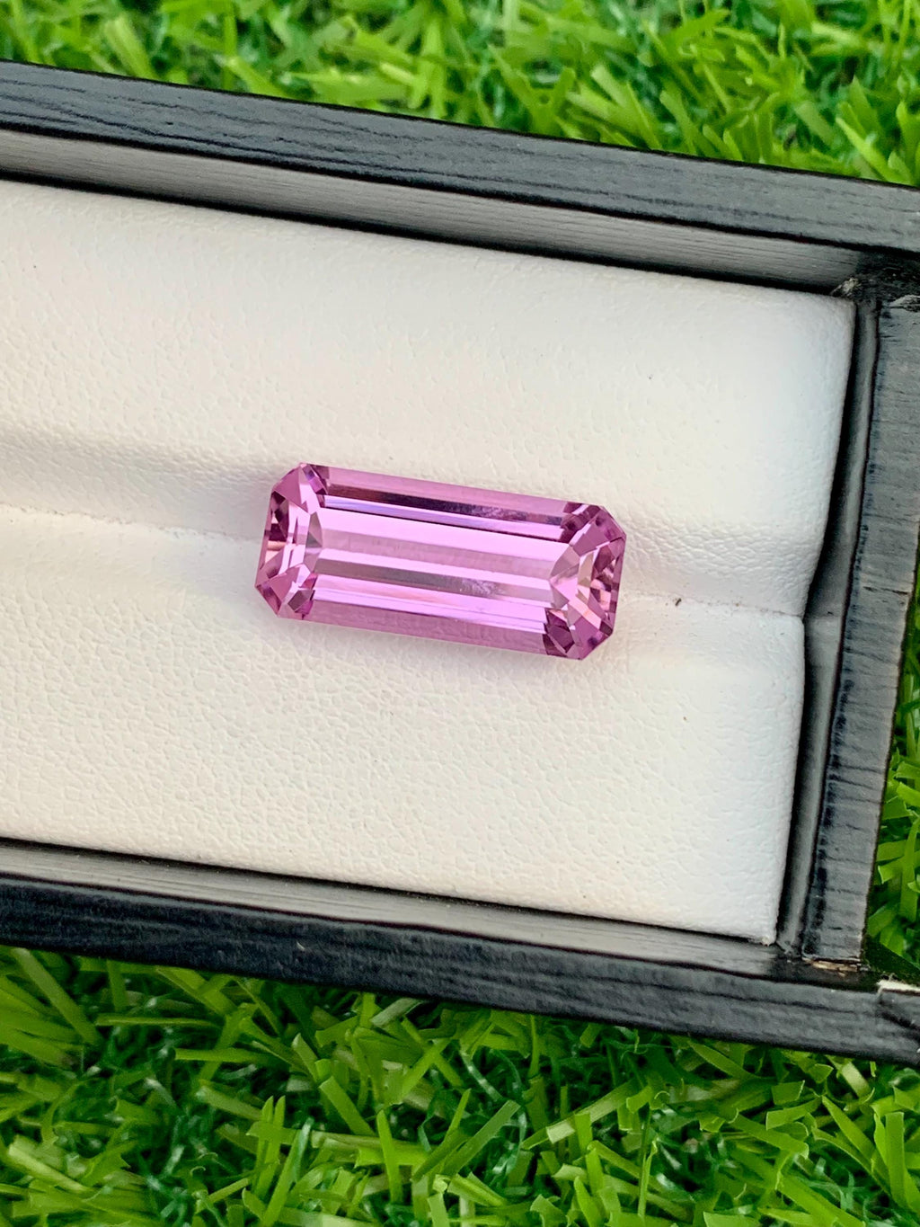 Emerald Cut Pink Kunzite Gemstone: 13.30 Carat, Afghanistan