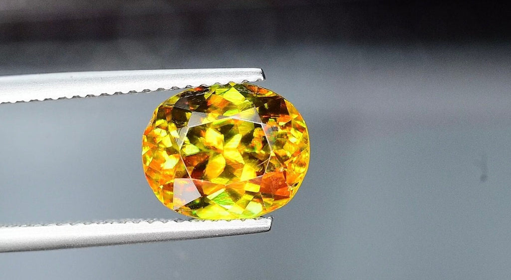 3.65 CT Oval Sphene Gemstone: Greenish Yellow Titanite, August Birthstone