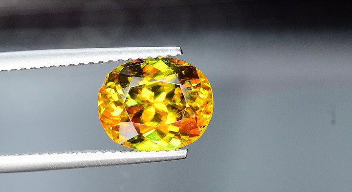 3.65 CT Oval Sphene Gemstone: Greenish Yellow Titanite, August Birthstone