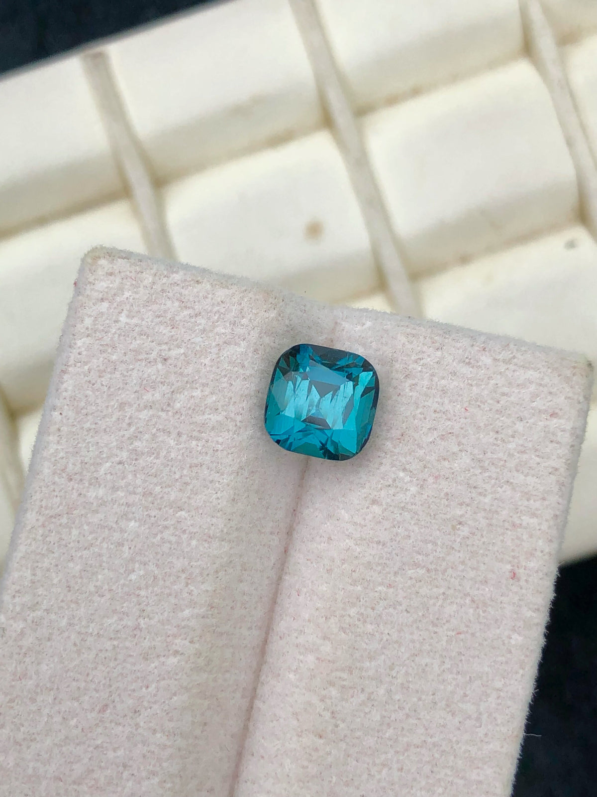 Lagoon Blue Tourmaline Stone: 1.85 CT Faceted Cushion Gemstone