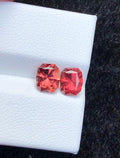 Malaya Garnet 2.40ct Pair Octagonal Cushion Radiant Cut Orangish Pink Starburst Faceting Loose Gemstones