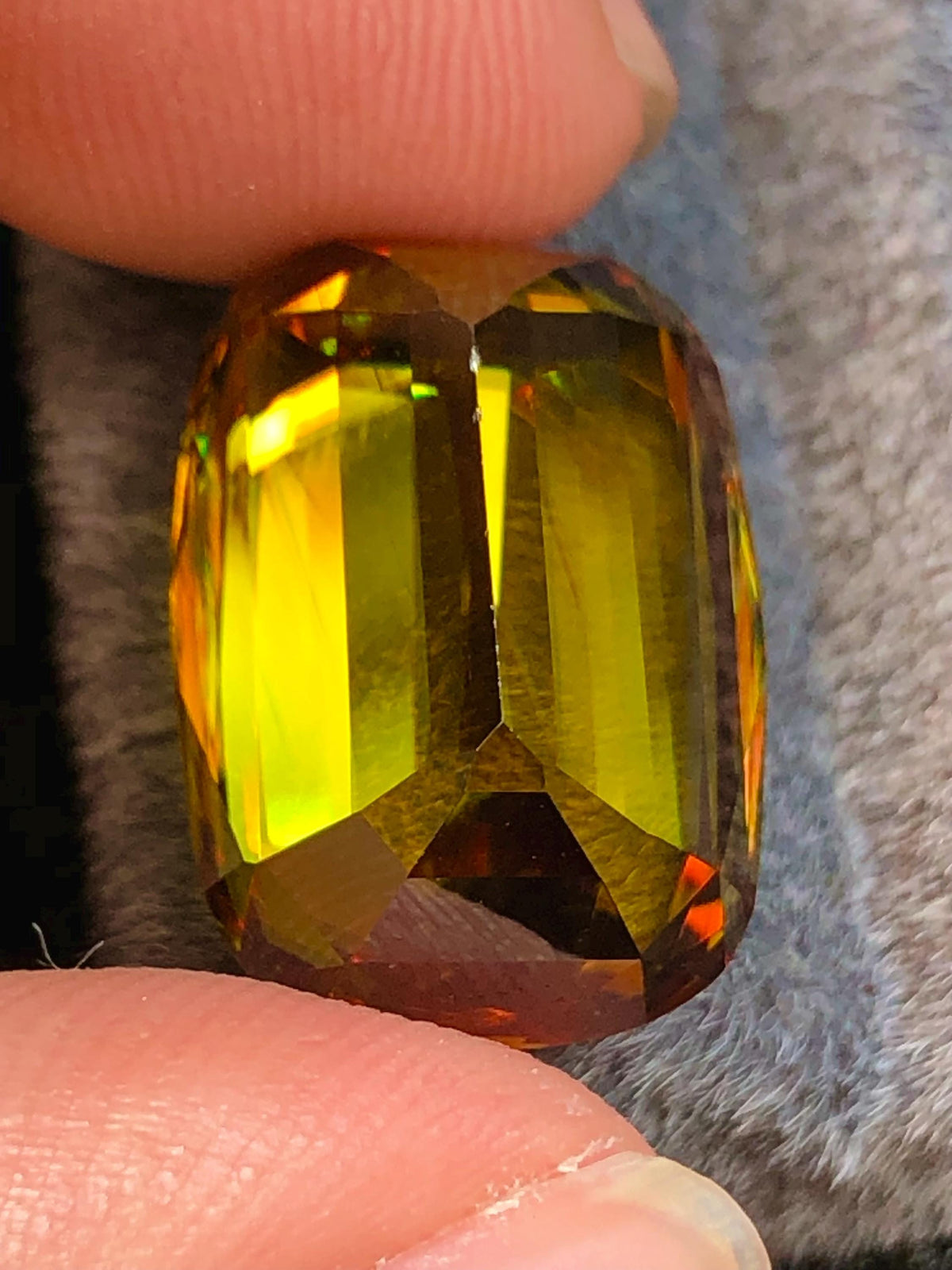 Cushion Cut Sphene Gemstone: Greenish Yellow Titanite, August Birthstone