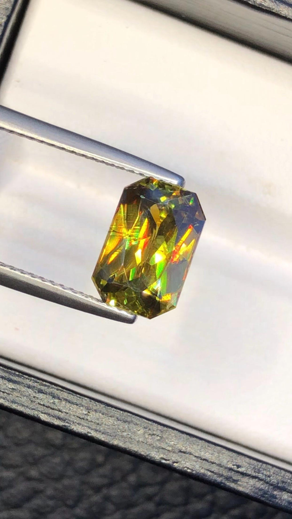 Emerald Cut Sphene Gemstone: Rare Trichroic Titanite, 3.35 CT