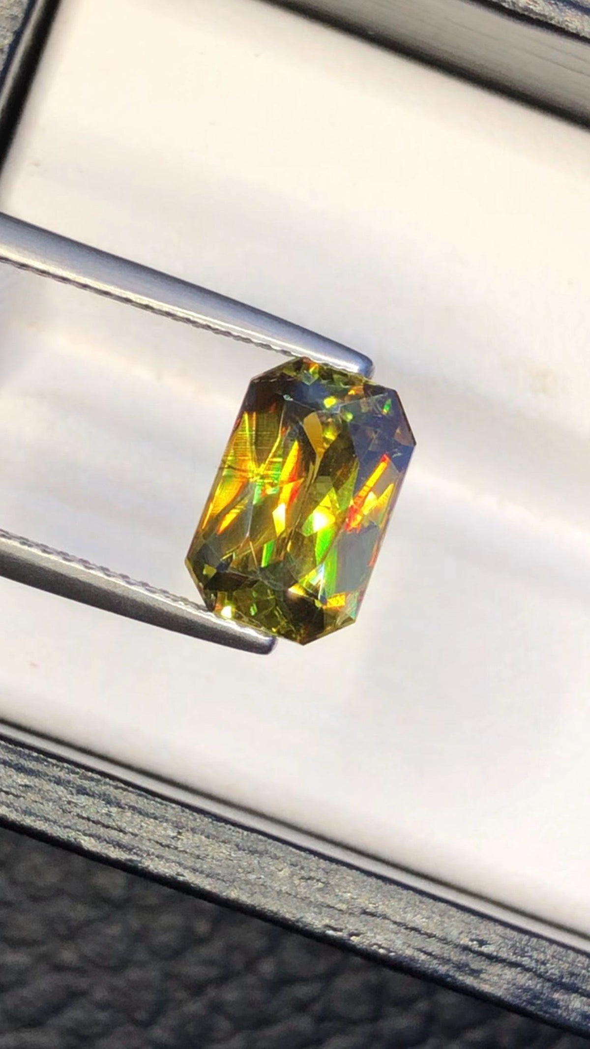 Emerald Cut Sphene Gemstone: Rare Trichroic Titanite, 3.35 CT