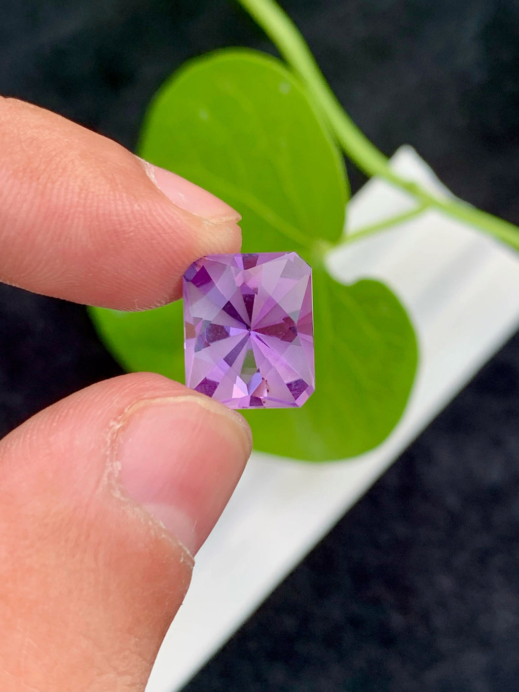 Violet Purple Amethyst Gemstone: Custom Cut Rectangle, 6.80 CT