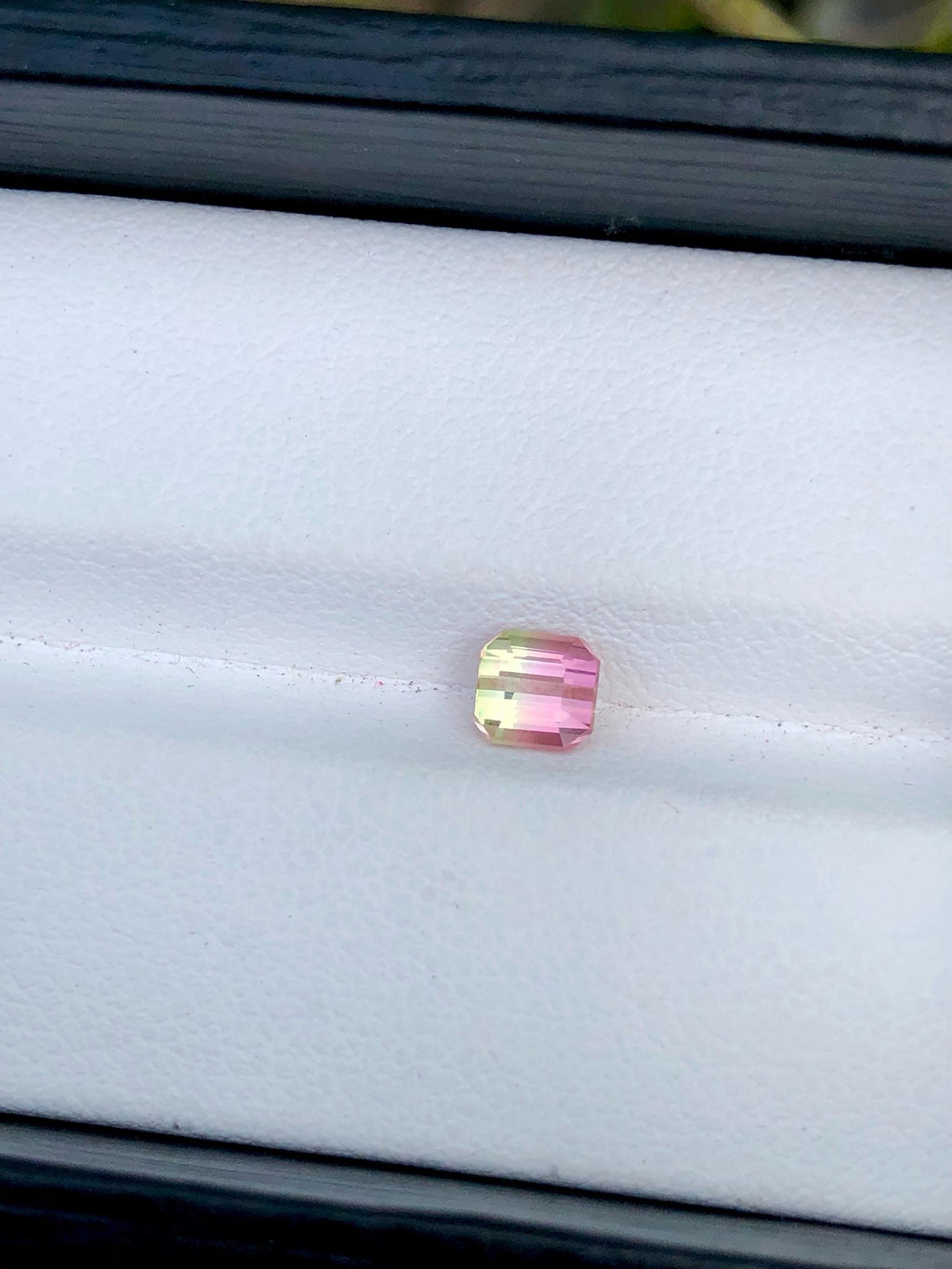 Emerald Cut Bi-Color Tourmaline Gemstone: Peach Pink/Blizzard Blue, 0.65 CT