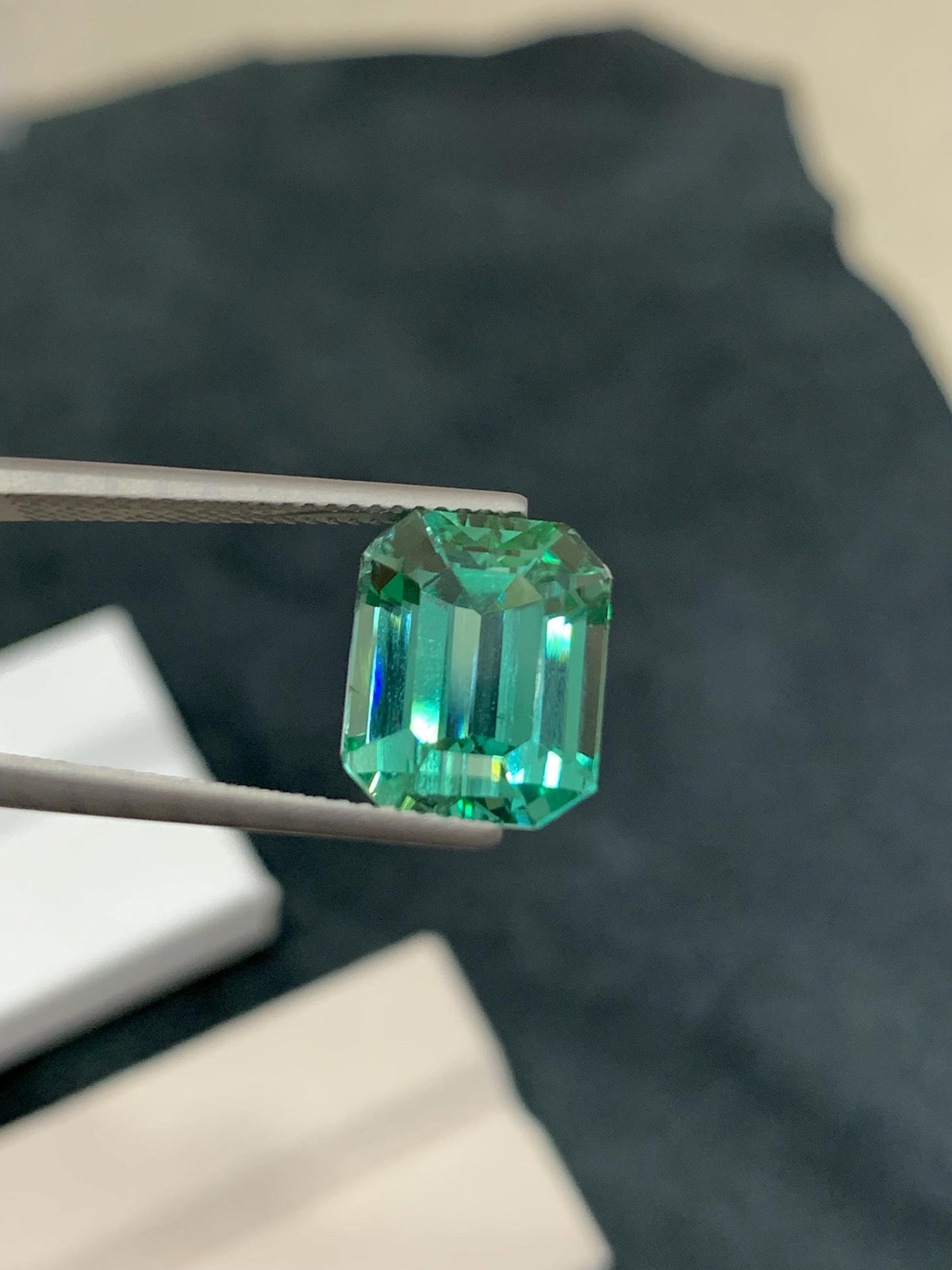 Hiddenite Carat Octagonal Emerald Cut 8.75 Green Kunzite from Afghanistan.