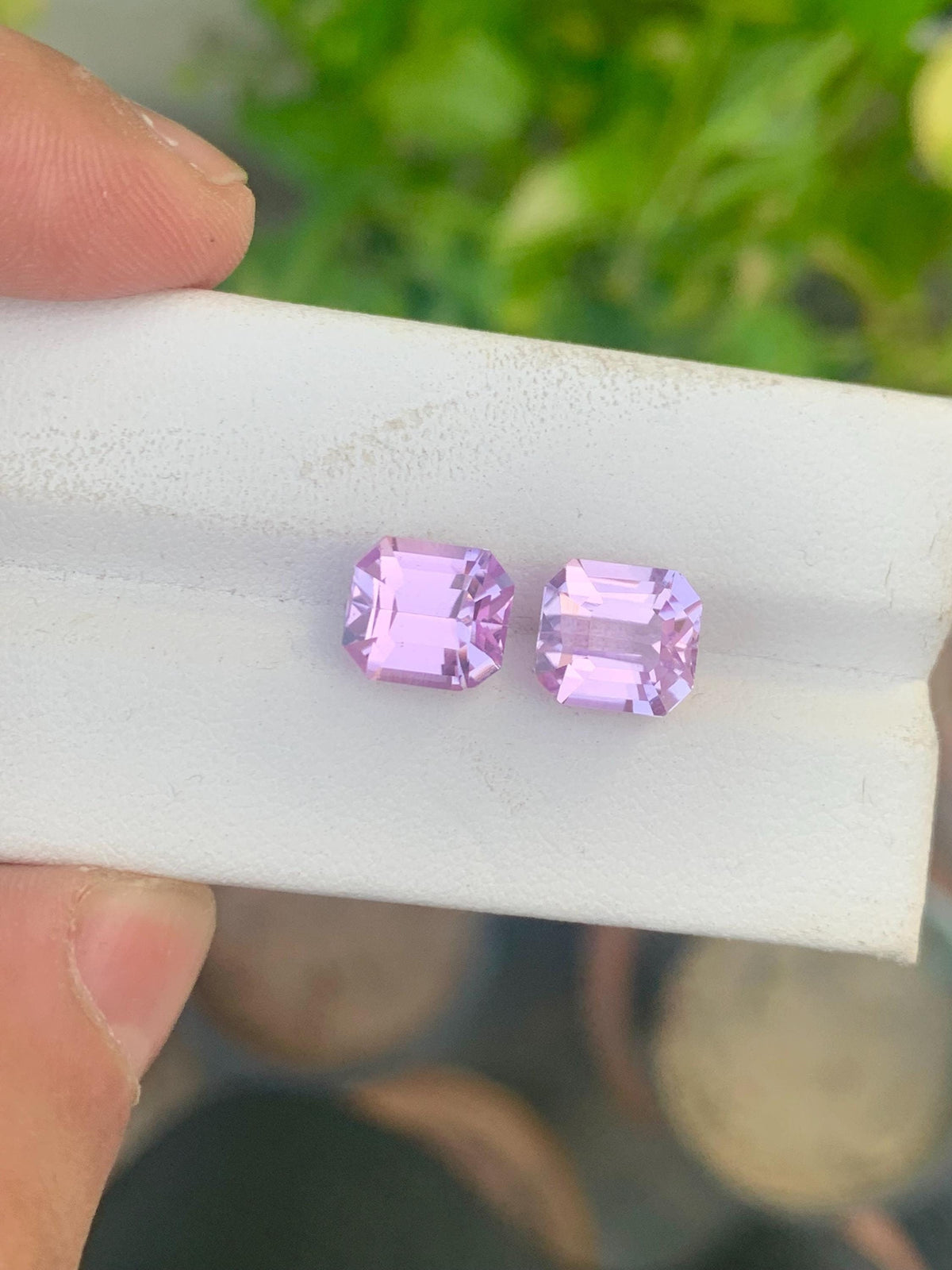 Emerald Cut Pink Kunzite Pair: Natural Gemstone, 9.10 CT