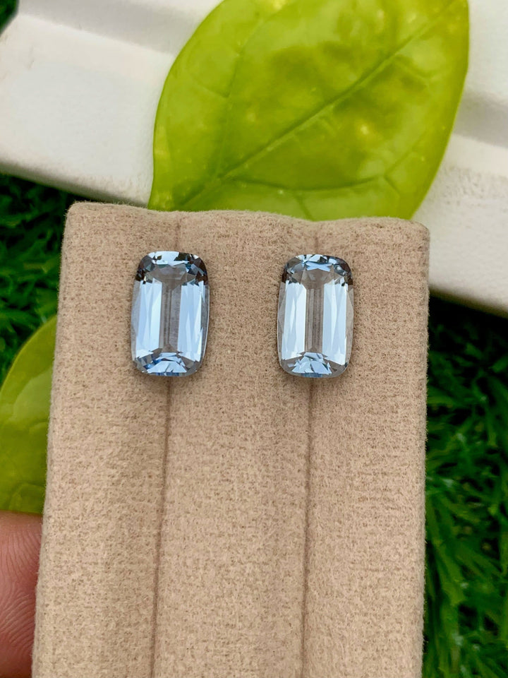 Santa Maria Blue Aquamarine Gemstone Pair: Cushion Cut, March Birthstone, 4.10 CT
