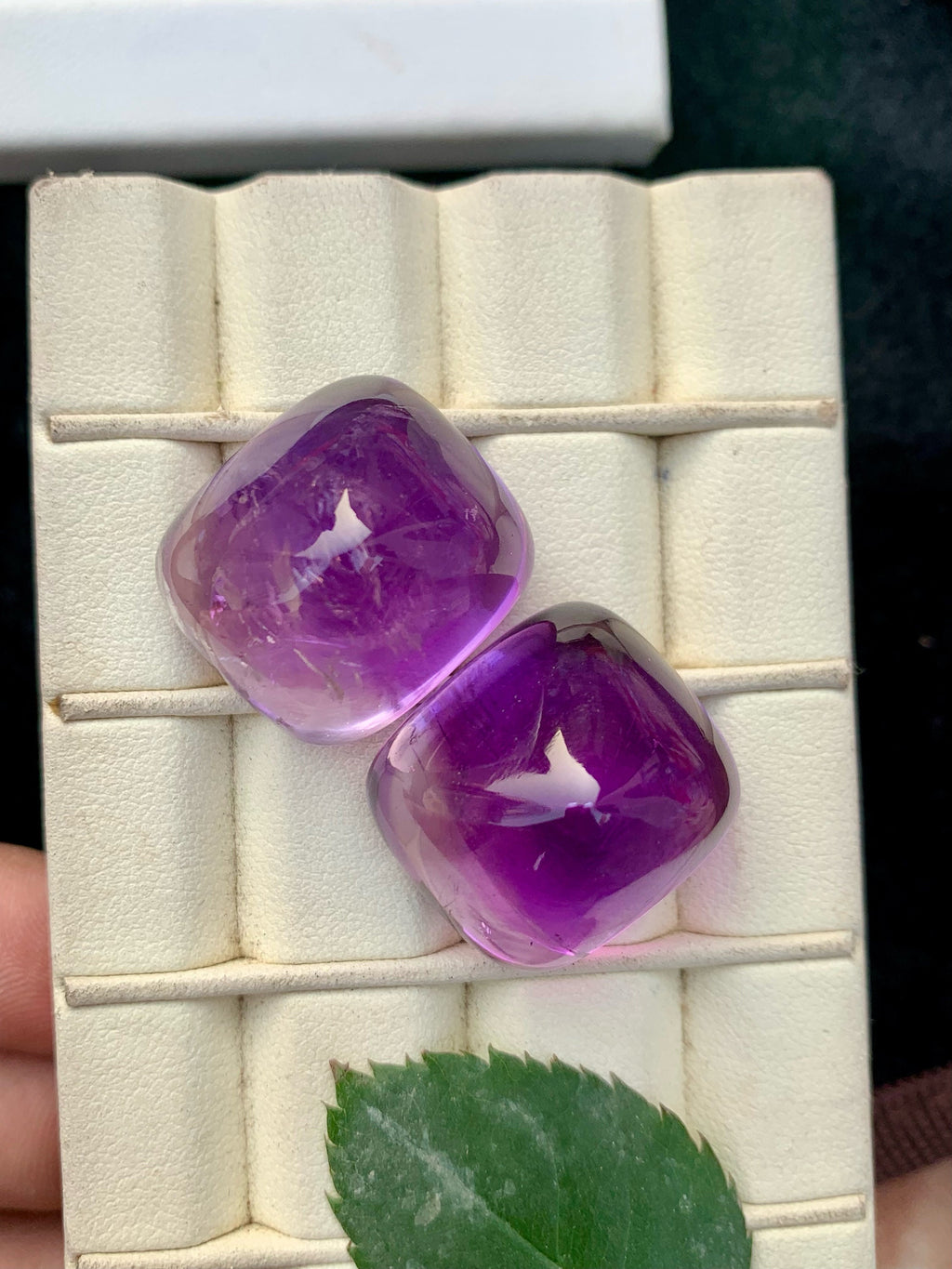 Deep Purple Amethyst Sugarloaf Cabochon Pair: 113.05 Carat Gemstone