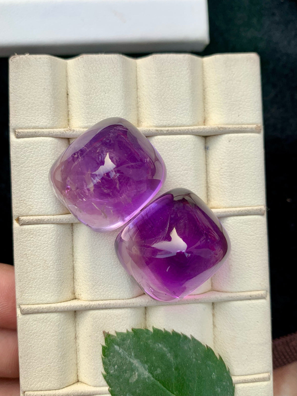 Deep Purple Amethyst Sugarloaf Cabochon Pair: 113.05 Carat Gemstone
