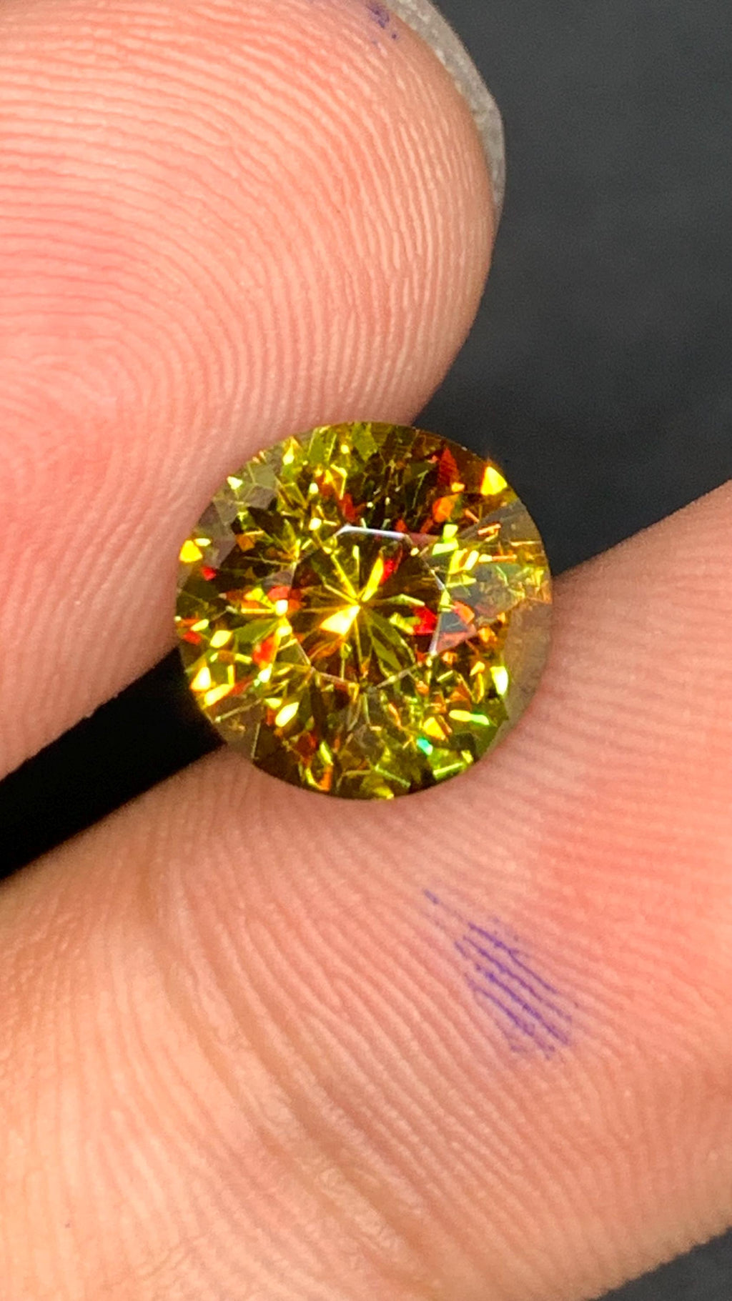 Faceted Sphene Gemstone 3.05 CT: Round Cut Titanite, Himalayan Origin