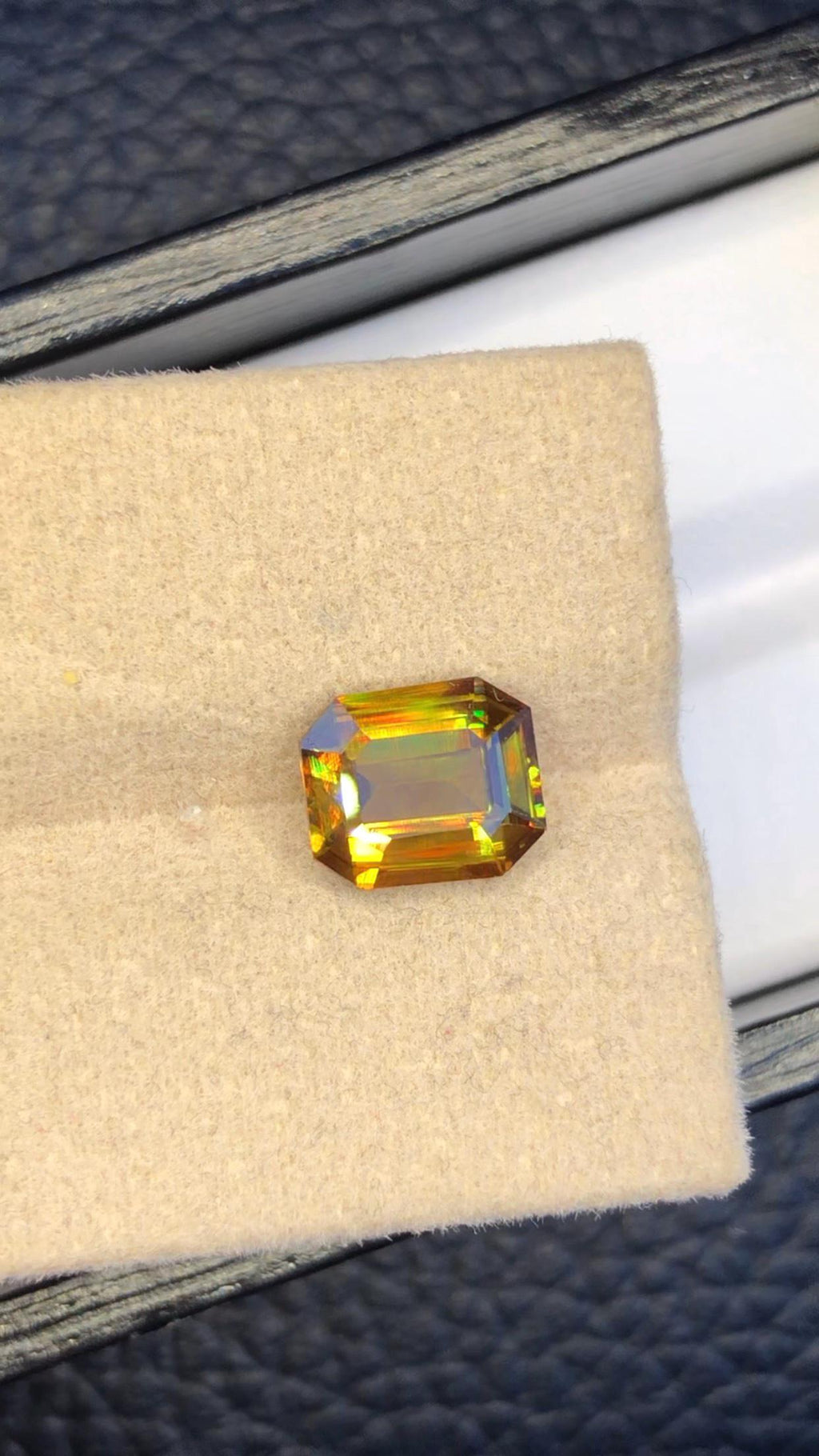 2.40 CT Emerald Cut Sphene Gemstone: Greenish Yellow Titanite, August Birthstone