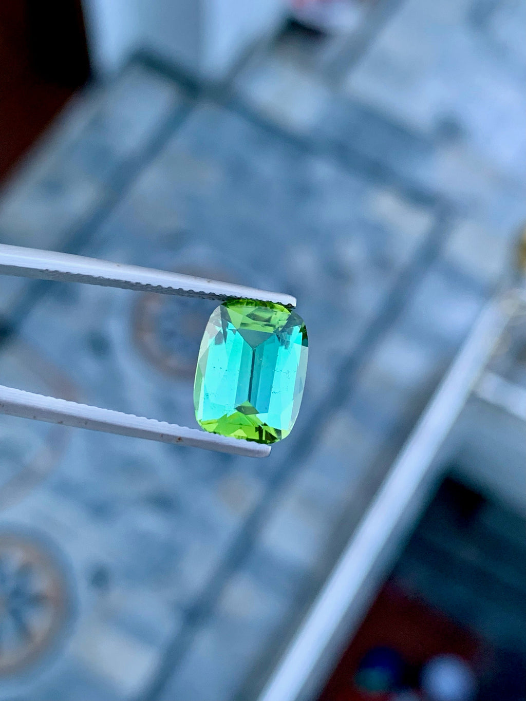 Natural Blue Green Tourmaline Gemstone For Ring Making , Cushion Cut Tourmaline Stone , 4.60 CT