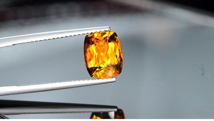 Cushion Cut Sphene Gemstone: 3.25 Carat Titanite Fire Stone
