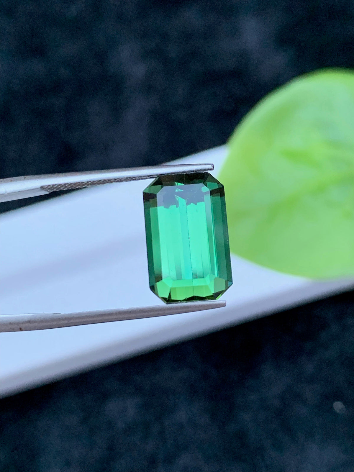 Emerald Cut Bluish Green Tourmaline Gemstone: Natural Elbaite Stone, 5.90 CT