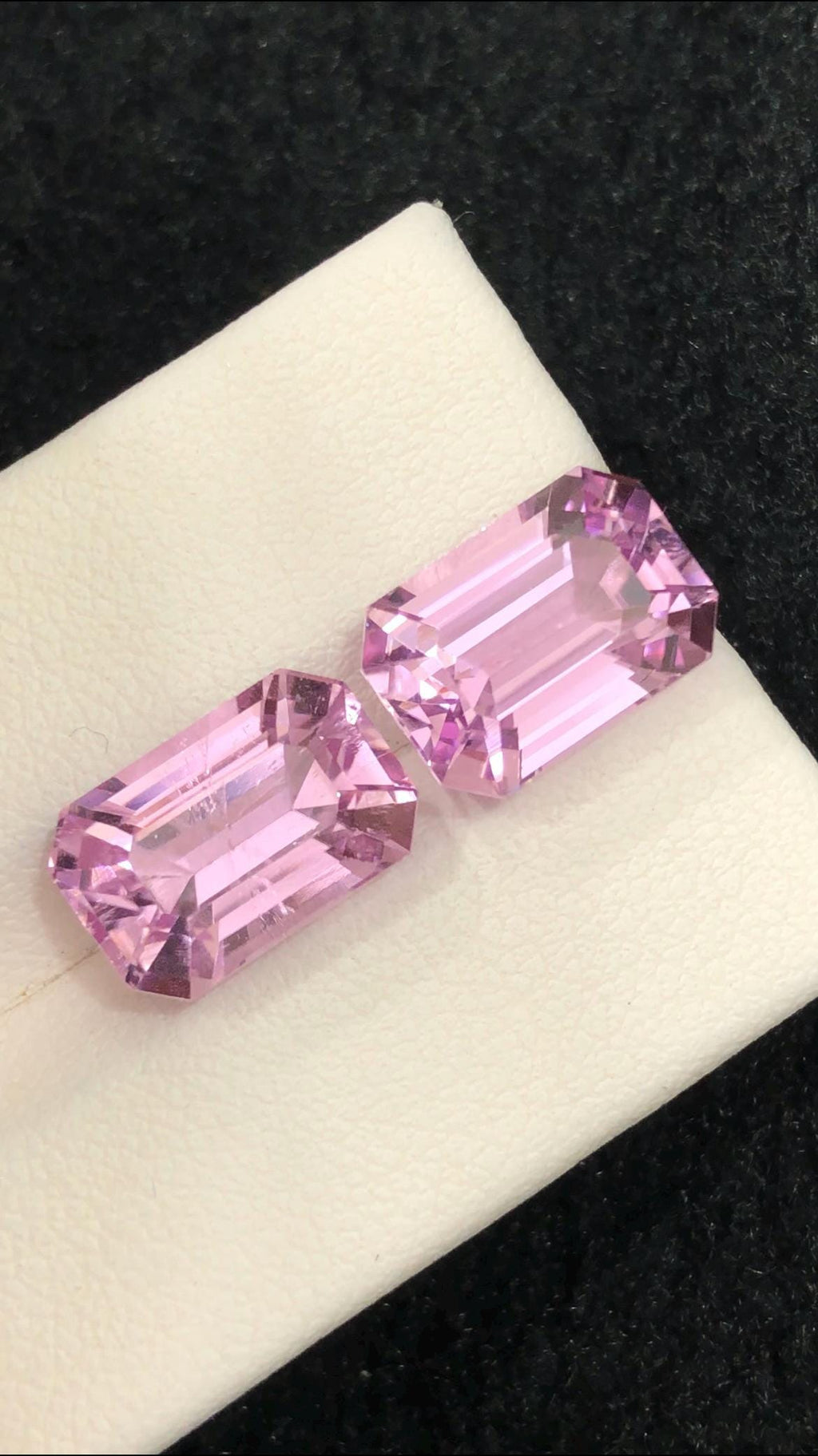 Pink Kunzite Emerald Cut Pair – 14.40 Carats from Afghanistan