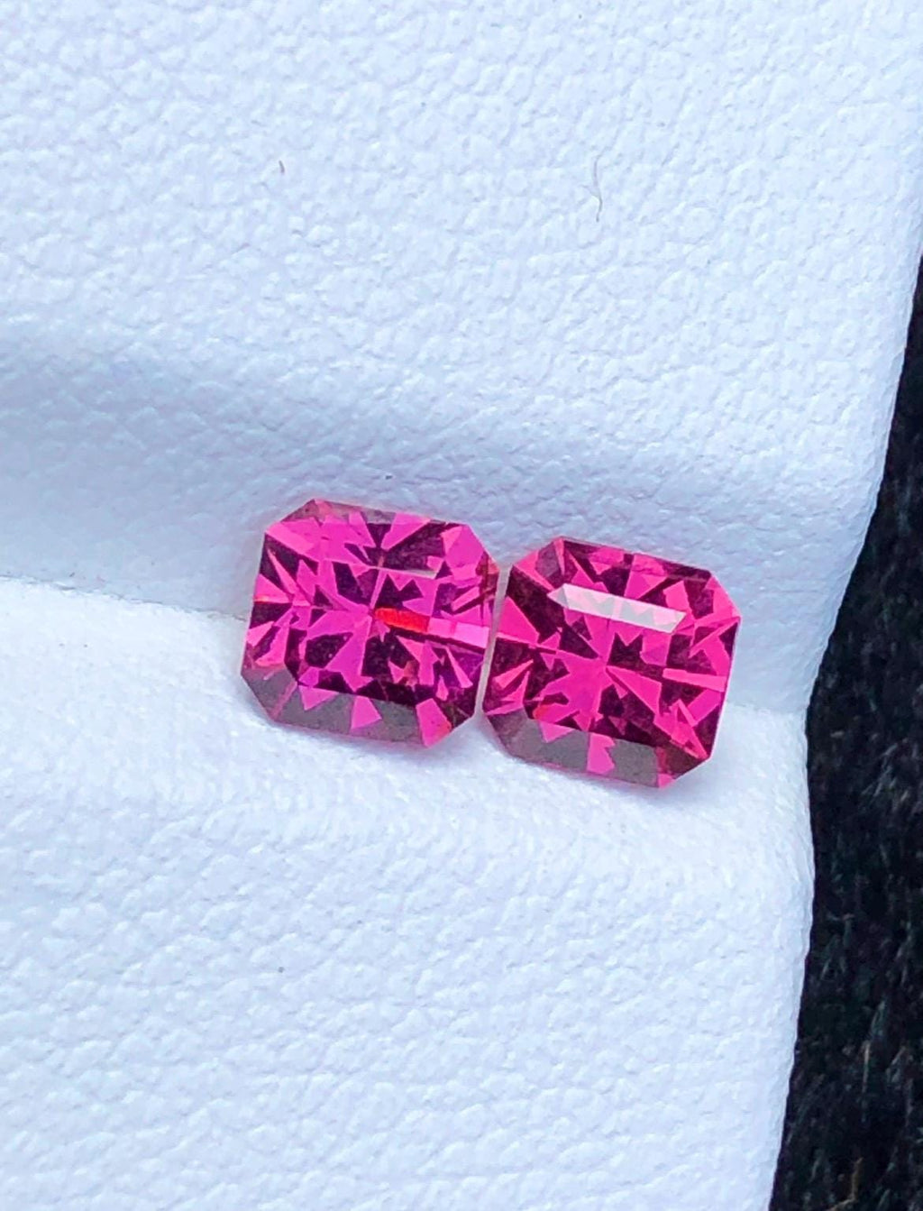 Malaya Garnet 1.55ct Pair Octagonal Radiant Cut Purple Pink Precision Matched Loose Gemstones