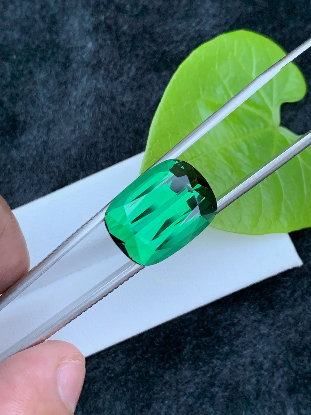 Green Tourmaline Gemstone: 17.75CT Faceted Cushion Cut, Afghanistan Origin