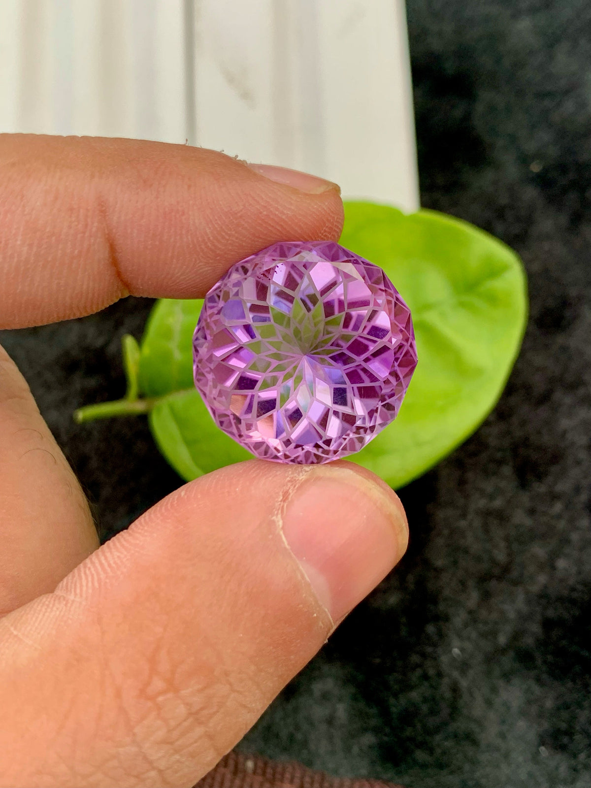 Purple Pink Amethyst Gemstone: Precision Flower Cut, Loupe Clean (29.10 CT)
