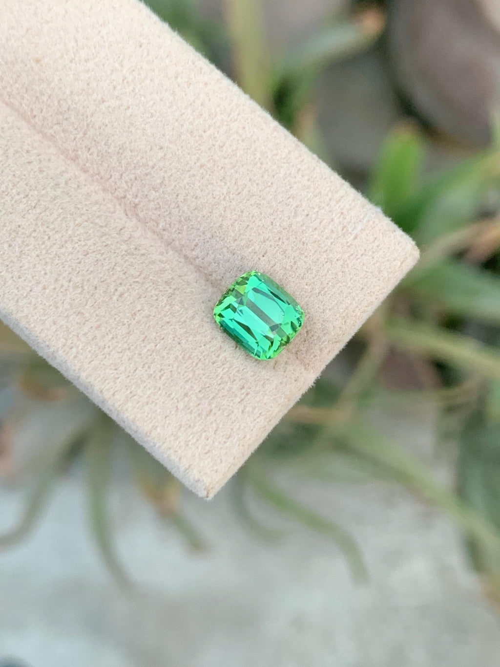 Natural Bluish Green Tourmaline Gemstone: Cushion Cut, 2.55 CT