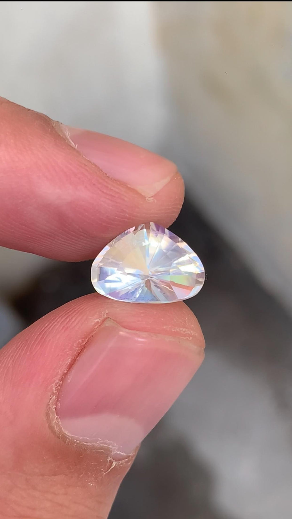 Rainbow Moonstone Gemstone: 4.65 CT Madagascar Teardrop, VVS Clarity
