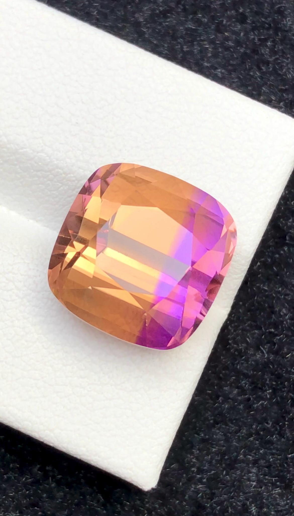 Bi-Color Ametrine 11.70 ct Cushion Cut – Gemstone from Brazil