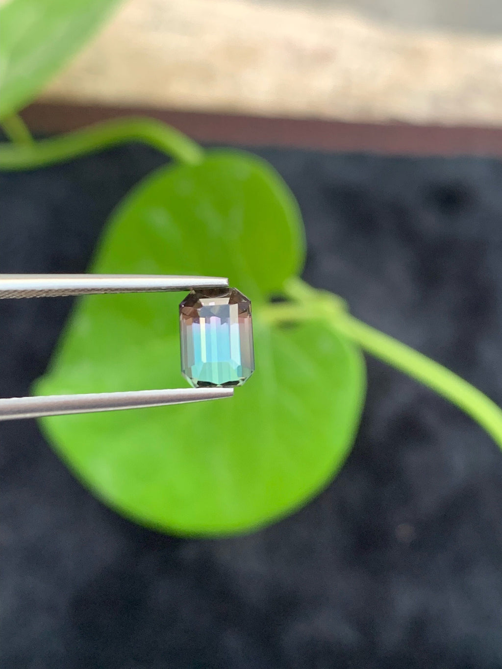 Bi-Color Tourmaline Loose Gemstone: Emerald Cut, 1.40 CT