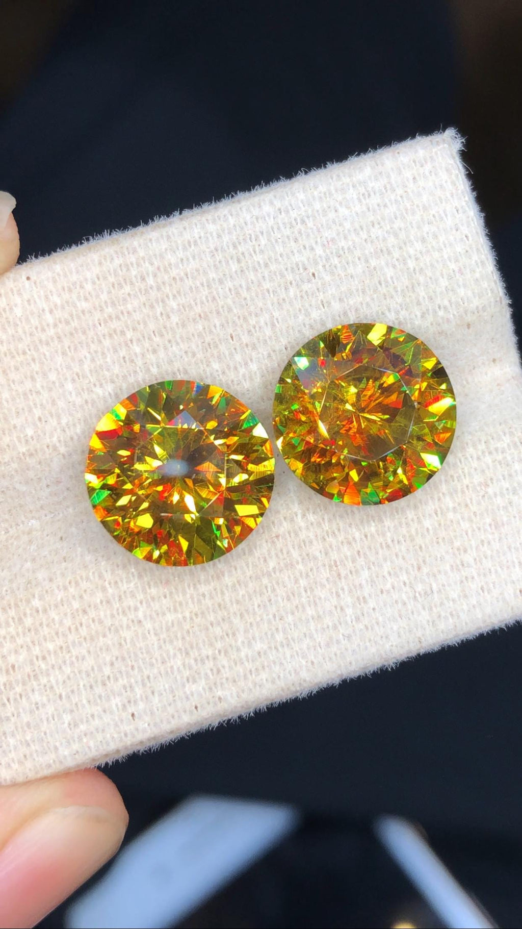 Full Fire Sphene Gemstone Pair: 11.80 ct Natural Titanite, August Birthstone